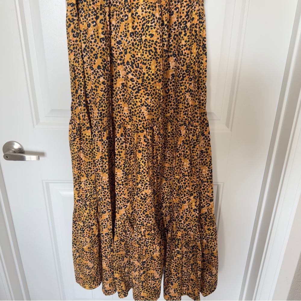 Saylor Large Kirstin Leopard Print Tiered‎ Cotton Maxi Dress Boho Chic - Picture 8 of 12
